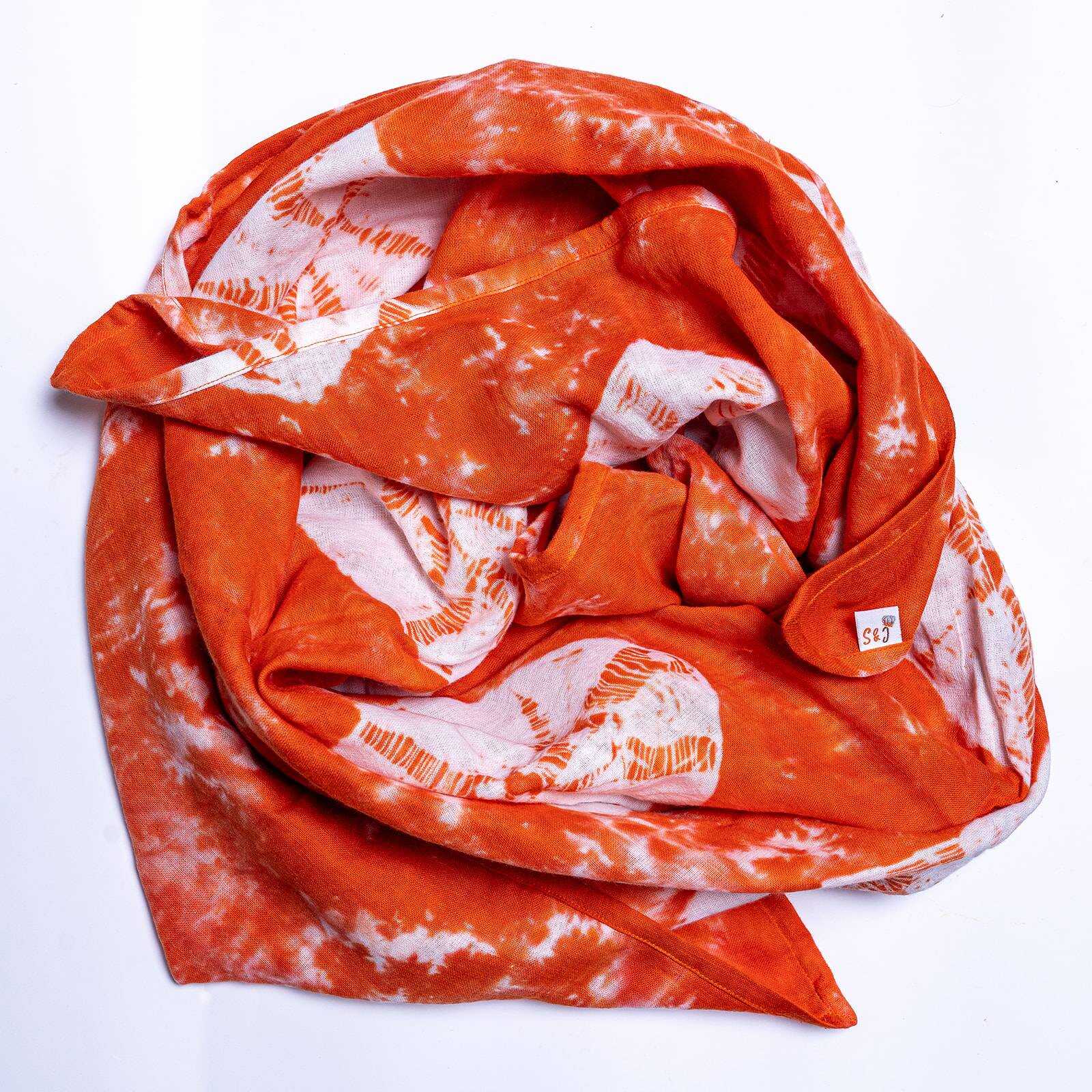 Organic Cotton Muslin Shibori Swaddle - Coral - Image 2