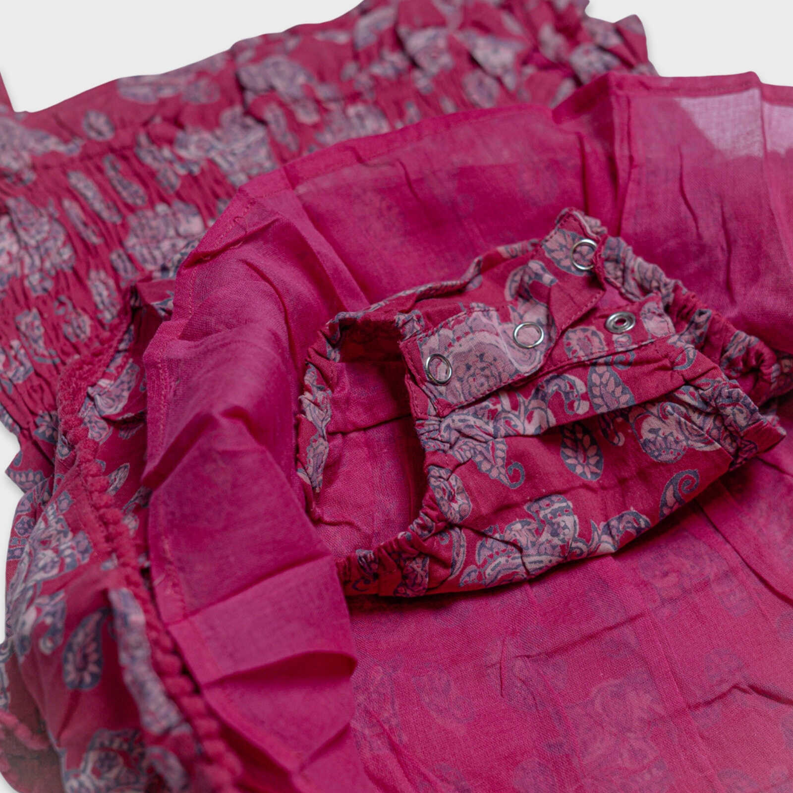 Organic Cotton Ella Smocked Dress - Fuschia Elephant - Image 5