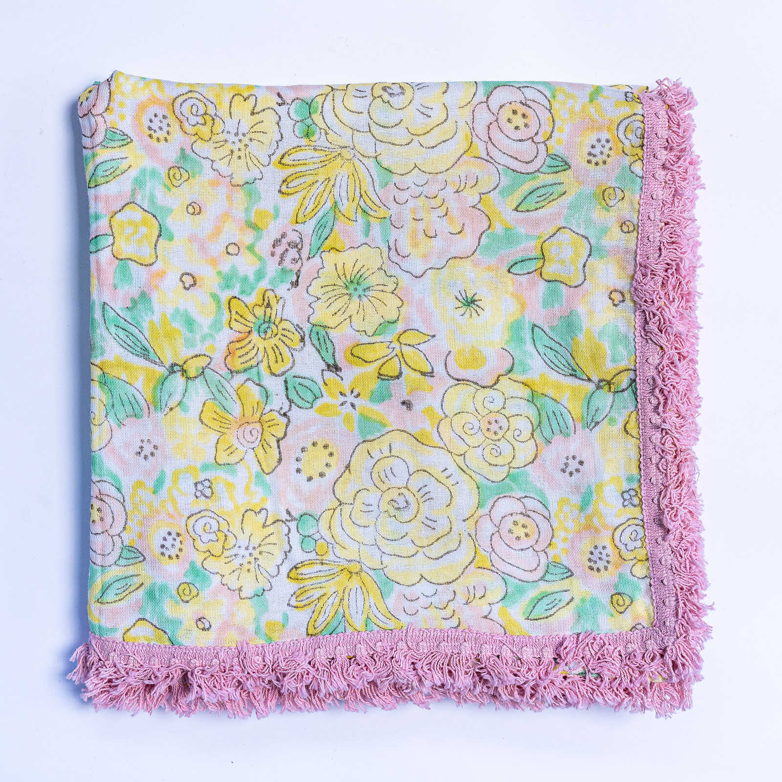 Organic Cotton Muslin Floral Swaddle - Pink Lace - Image 7