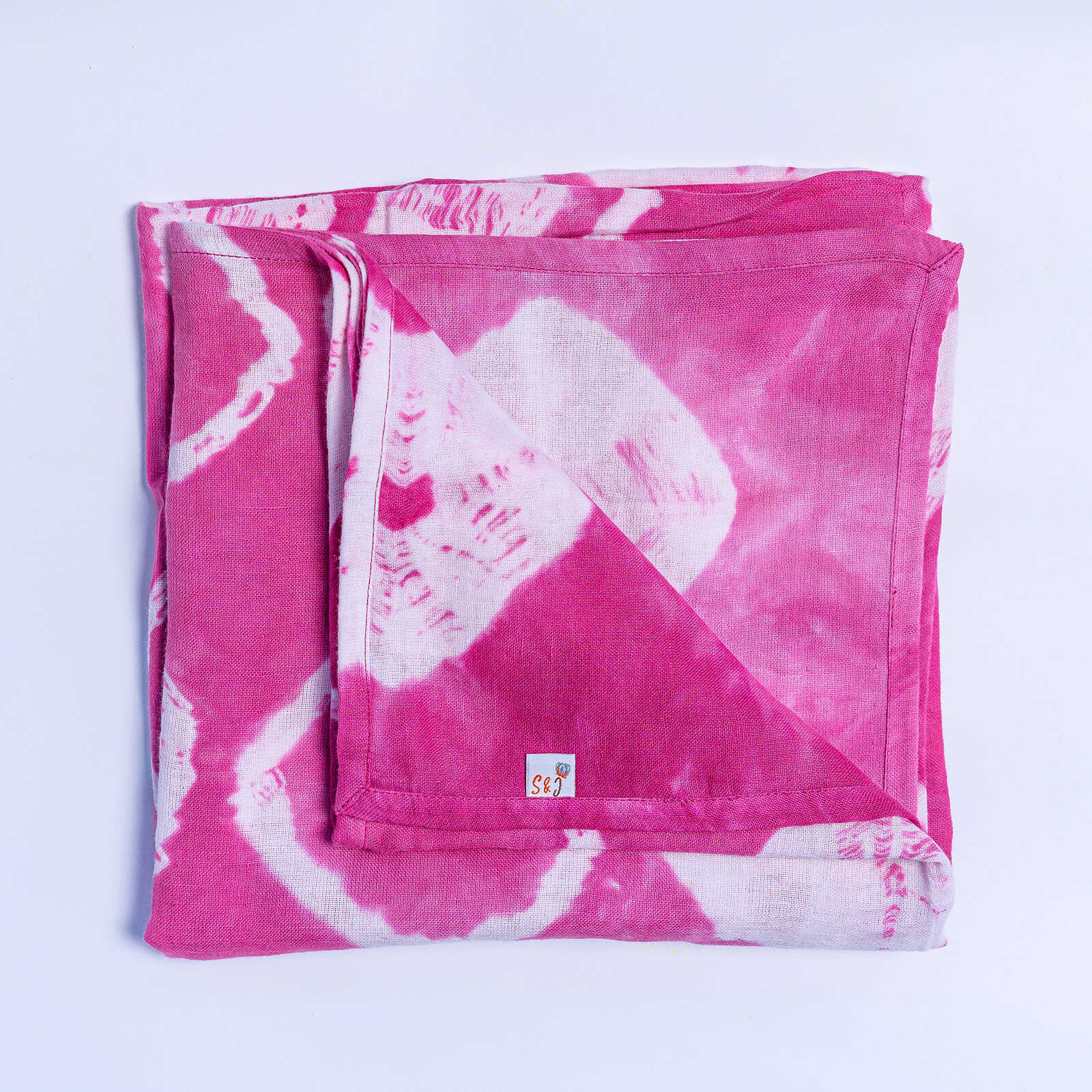 Organic Cotton Muslin Shibori Swaddle - Pink - Image 4