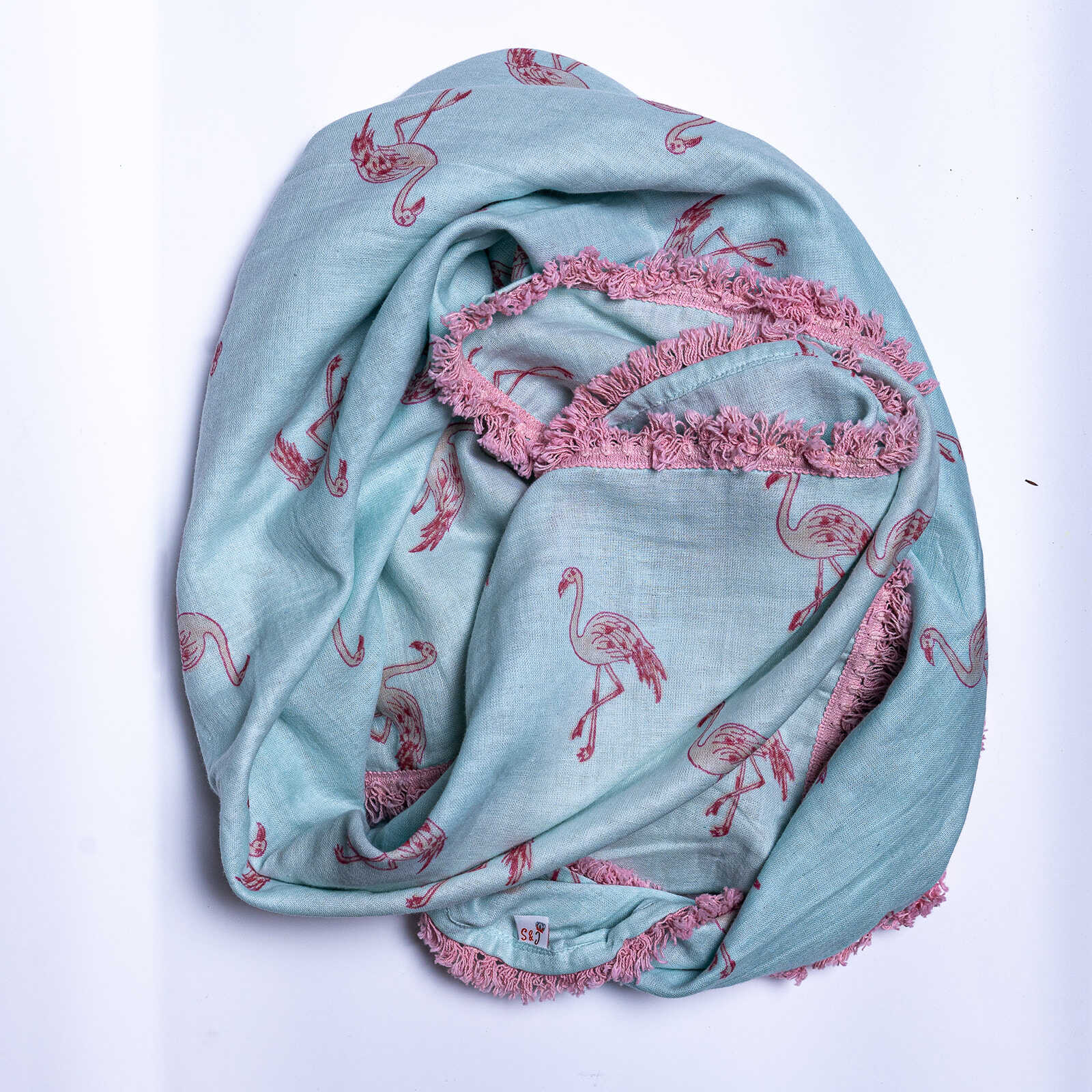 Organic Cotton Muslin Flamingo Swaddle - Pink Lace - Image 5