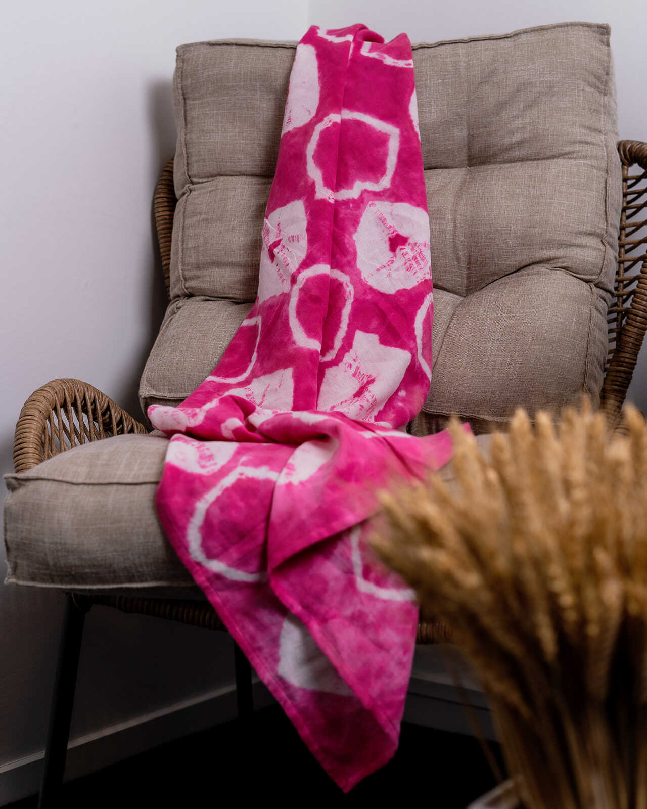Organic Cotton Muslin Shibori Swaddle - Pink - Image 6