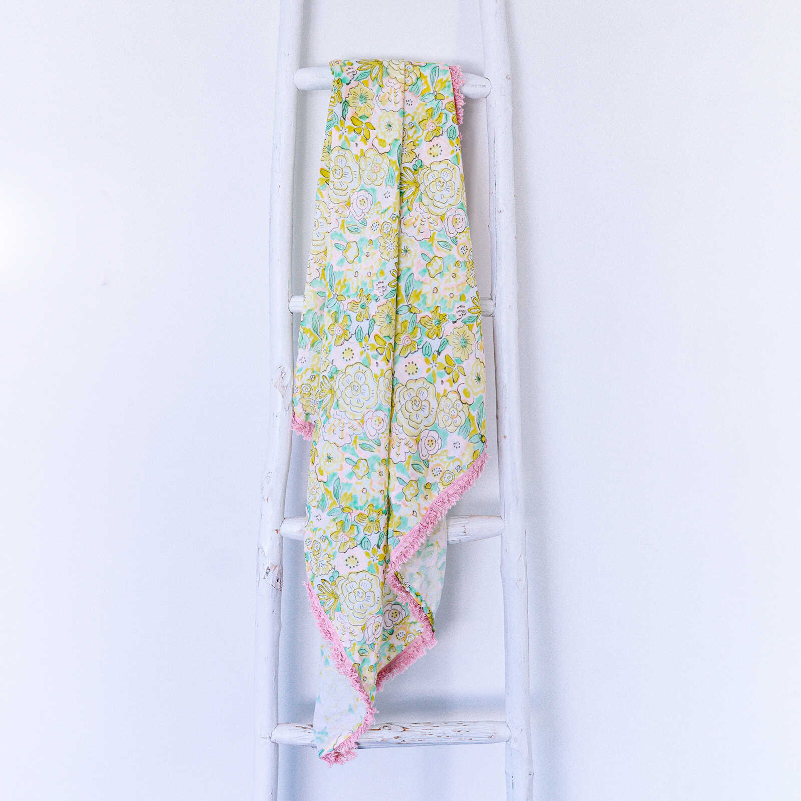 Organic Cotton Muslin Floral Swaddle - Pink Lace - Image 6