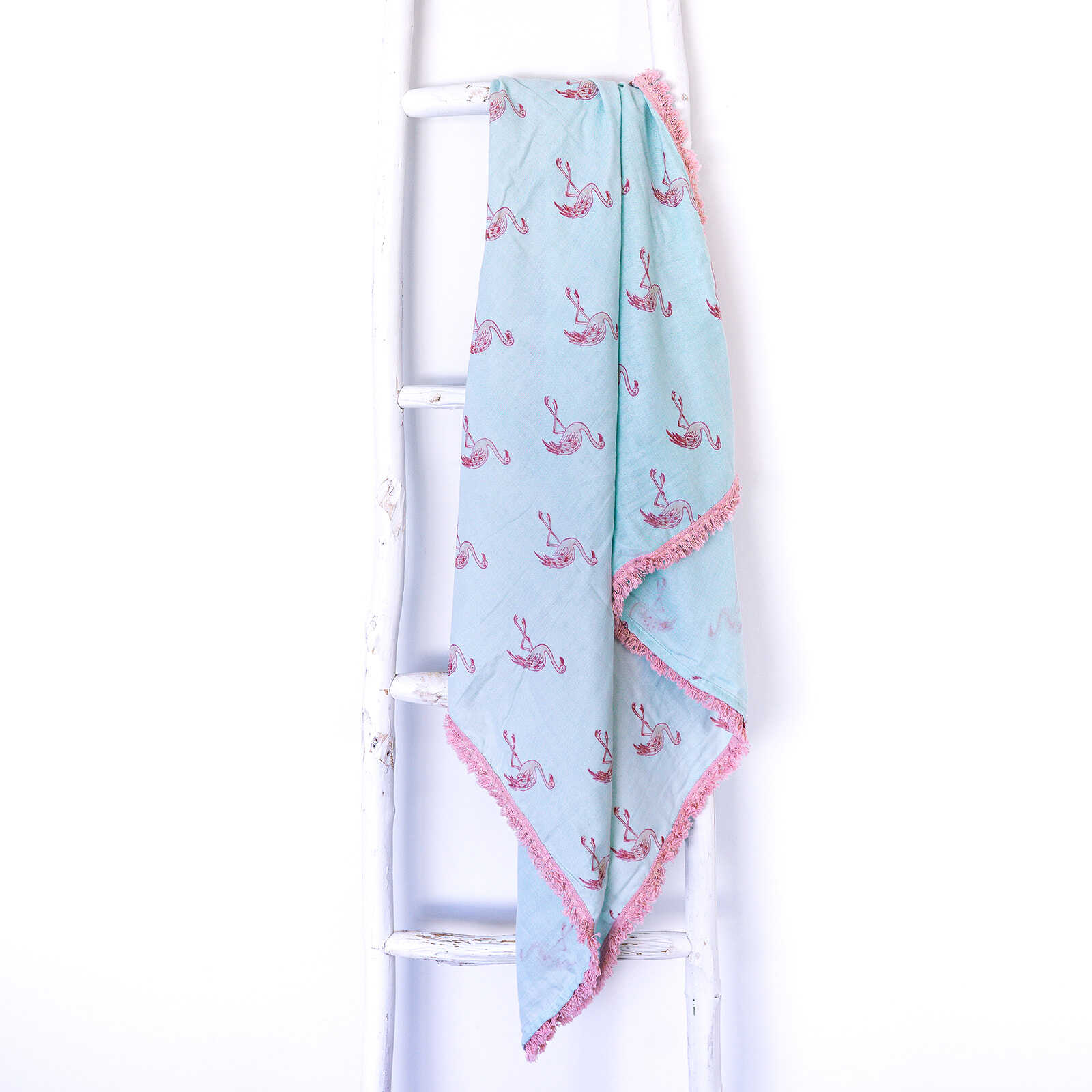 Organic Cotton Muslin Flamingo Swaddle - Pink Lace - Image 8