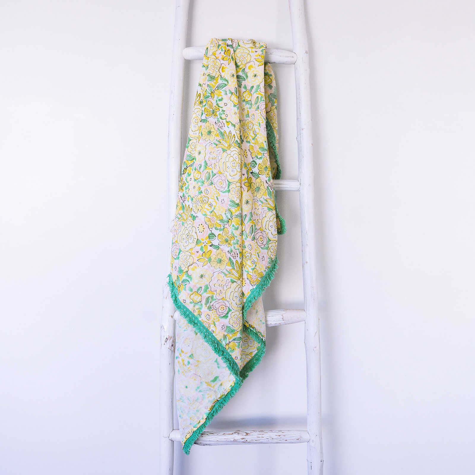 Organic Cotton Muslin Floral Swaddle - Mint Lace - Image 5