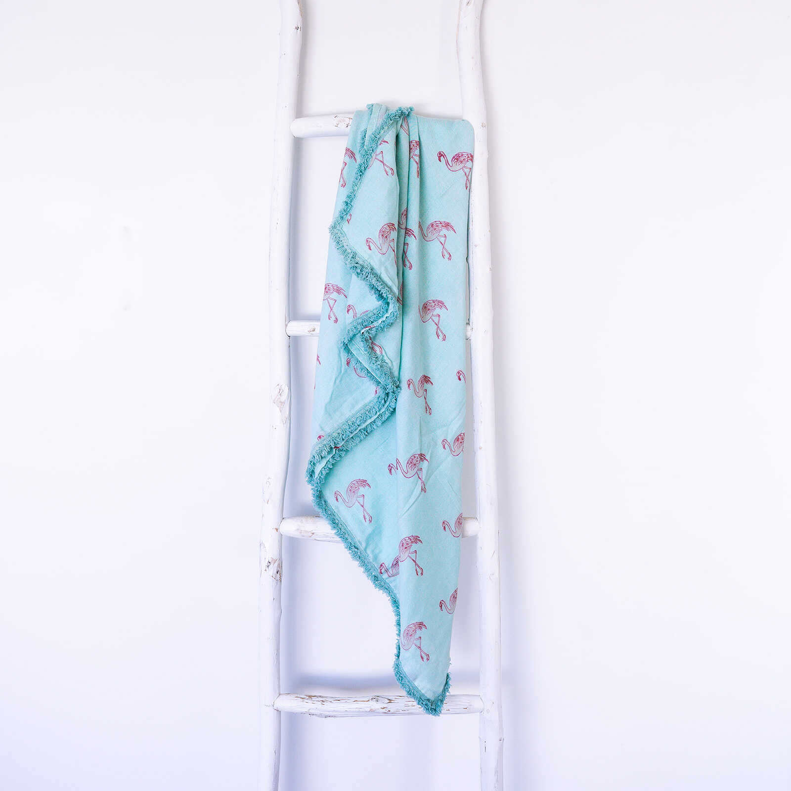 Organic Cotton Muslin Flamingo Swaddle - Blue Lace - Image 5
