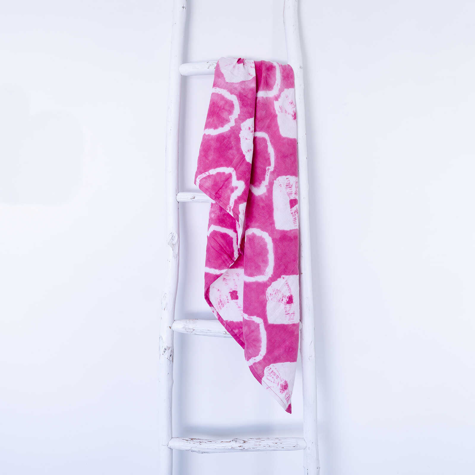 Organic Cotton Muslin Shibori Swaddle - Pink - Image 7